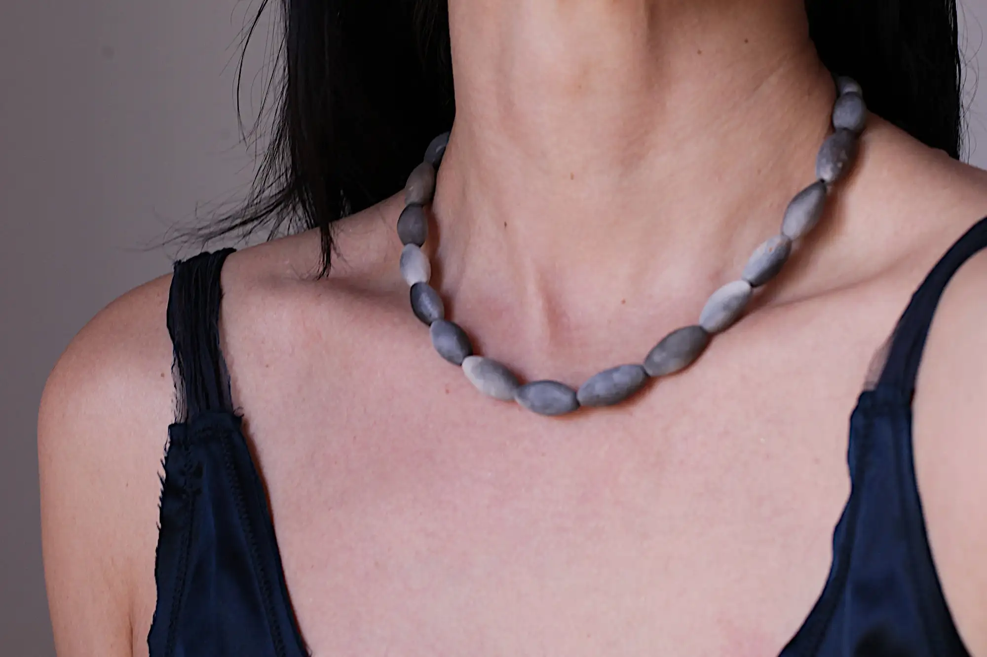 Raised from ashes - smoke fired ceramic beaded necklace 47.5cm - Ready to ship OOAK - Image 2