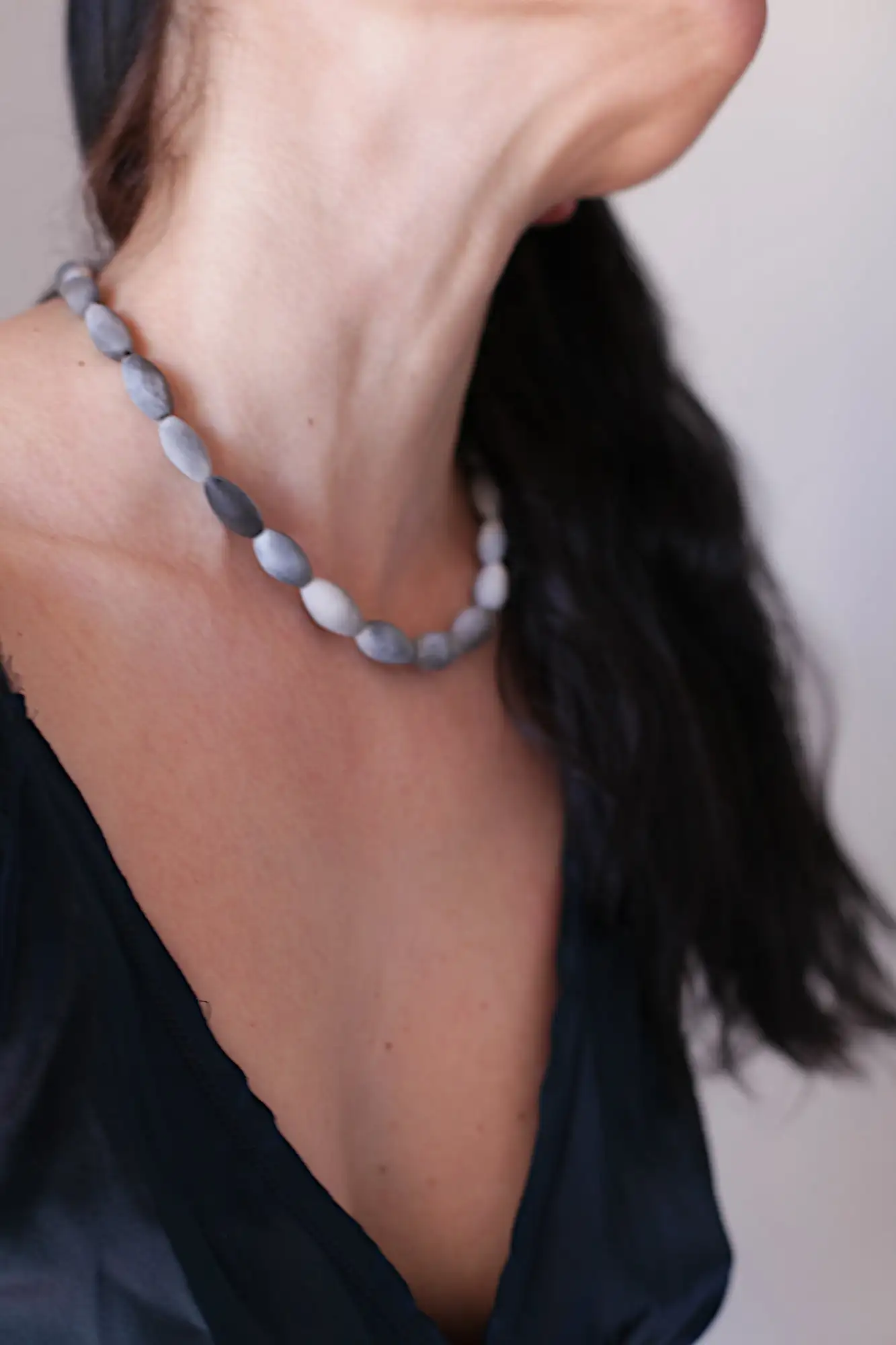 Raised from ashes - smoke fired ceramic beaded necklace 47.5cm - Ready to ship OOAK - Image 4