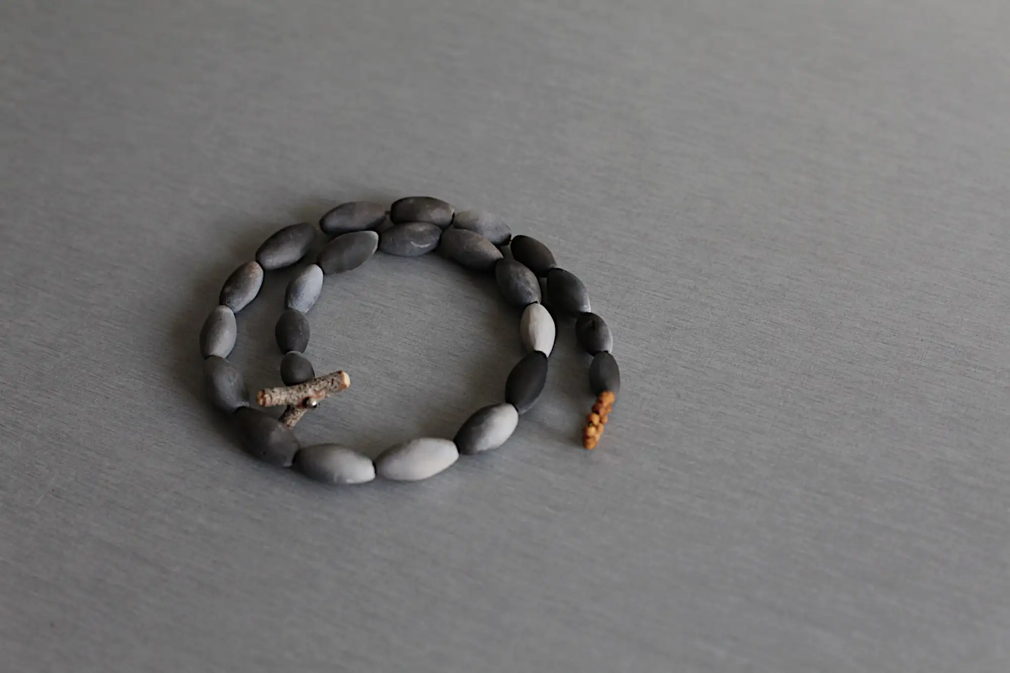 Raised from ashes - smoke fired ceramic beaded necklace 47.5cm - Ready to ship OOAK - Image 9