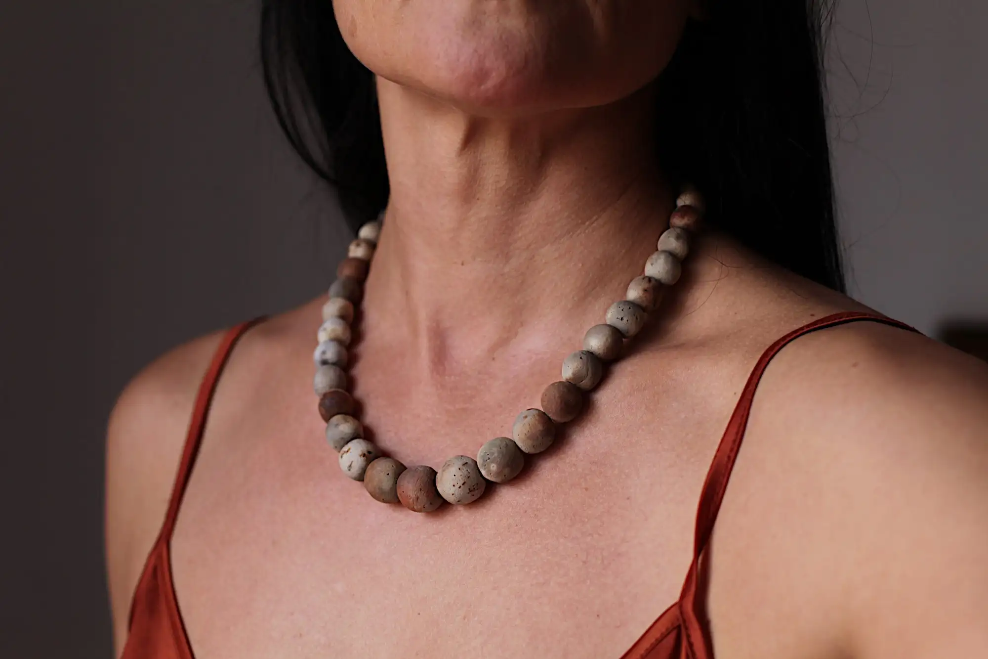 Vera pit fired ceramic necklace 50cm OOAK - Image 2