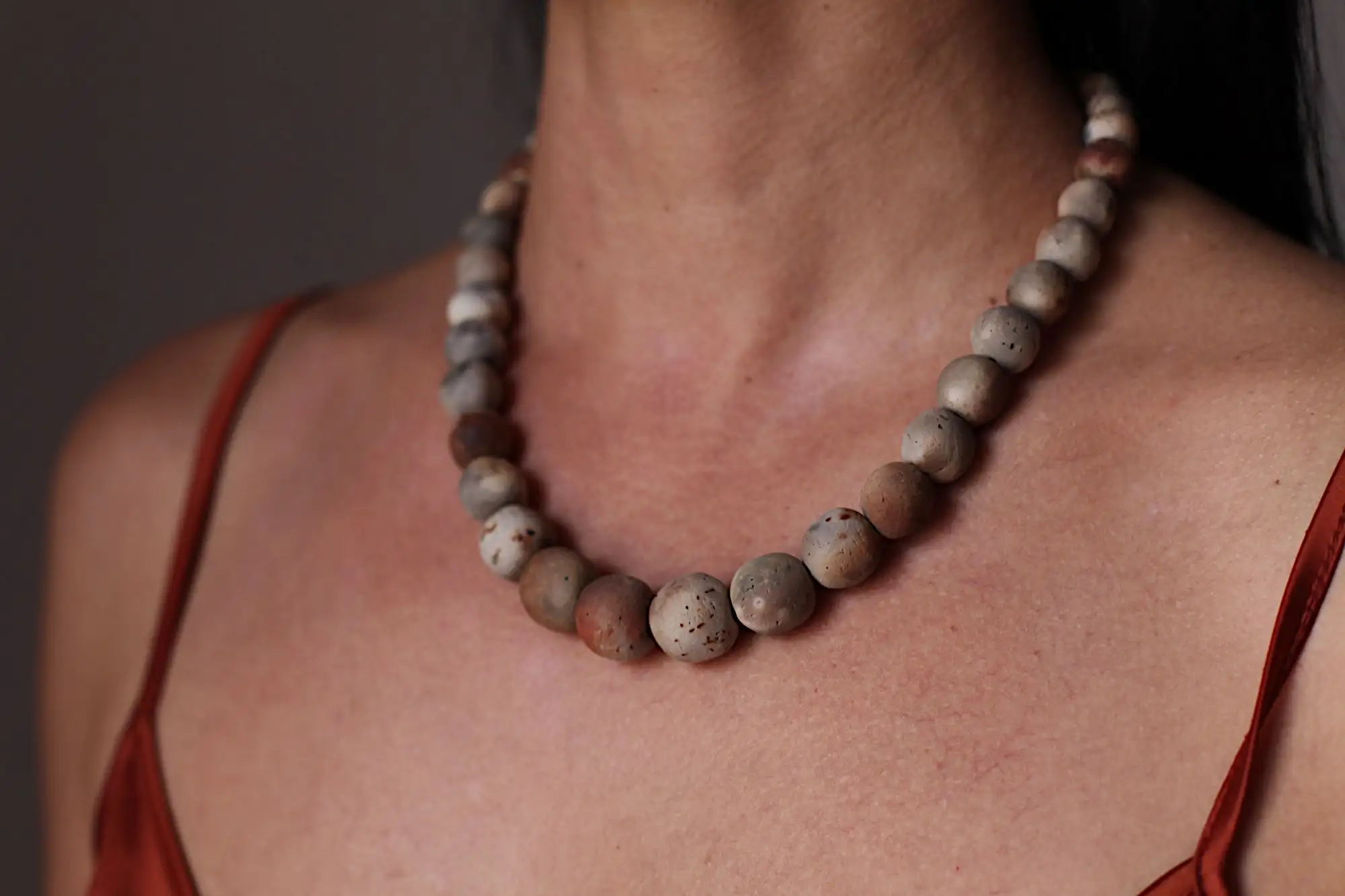 Vera pit fired ceramic necklace 50cm OOAK - Image 3