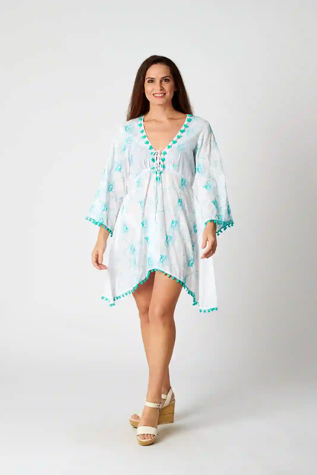Kaftan Algodón Bordado Perlas
