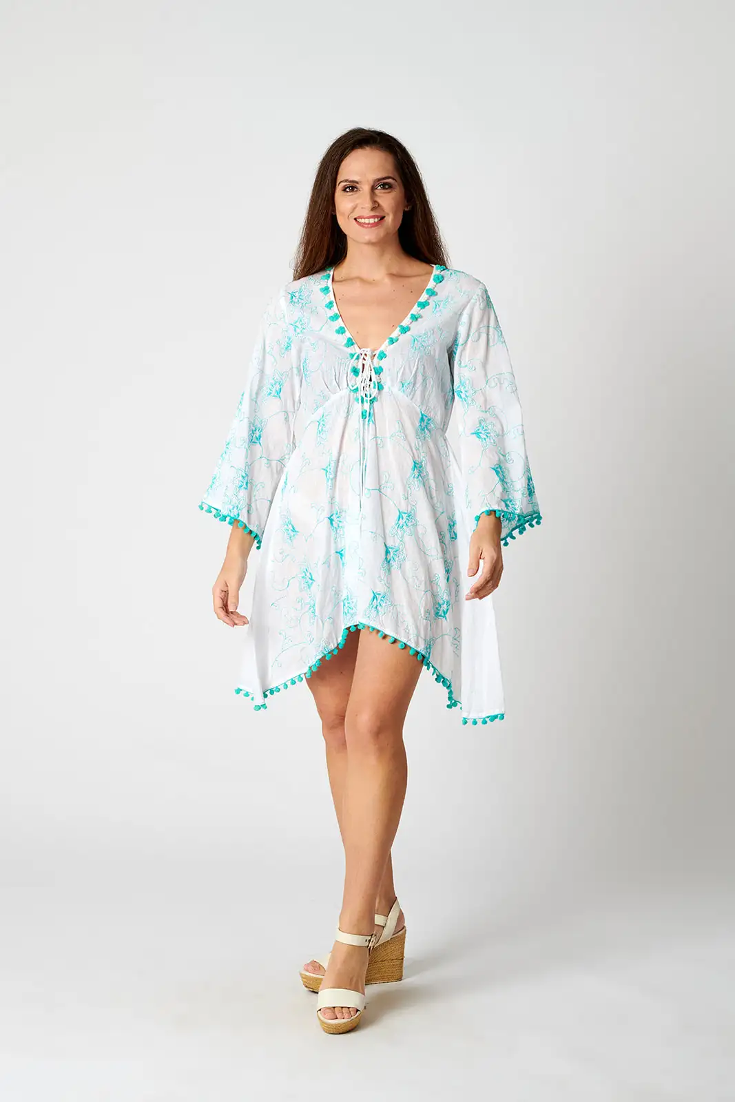 Kaftan Algodón Bordado Perlas