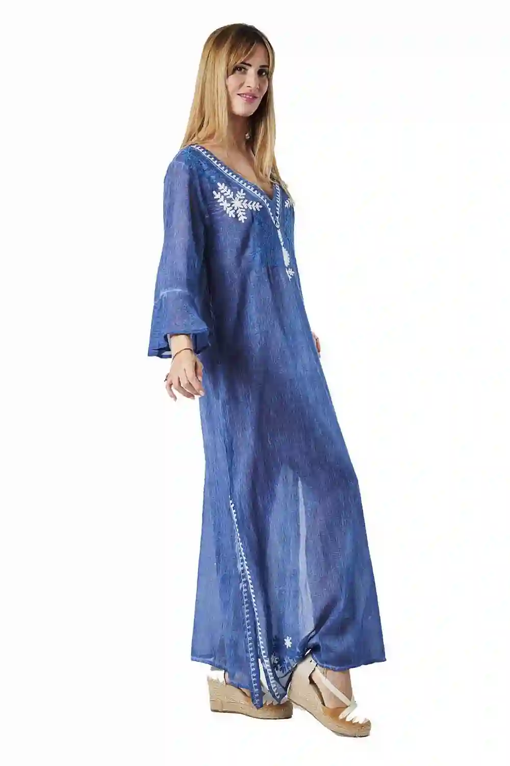 Kaftan Largo Algodón Bordado