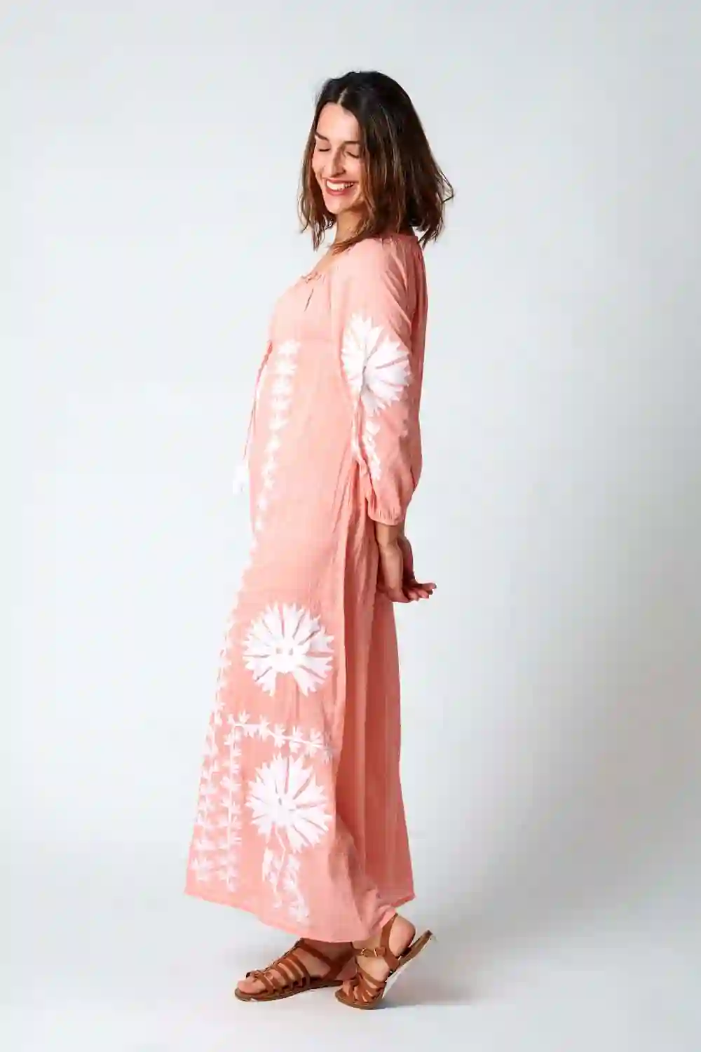 Kaftan Largo Algodón Bordado