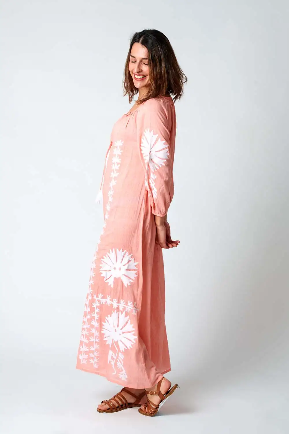 Kaftan Largo Algodón Bordado