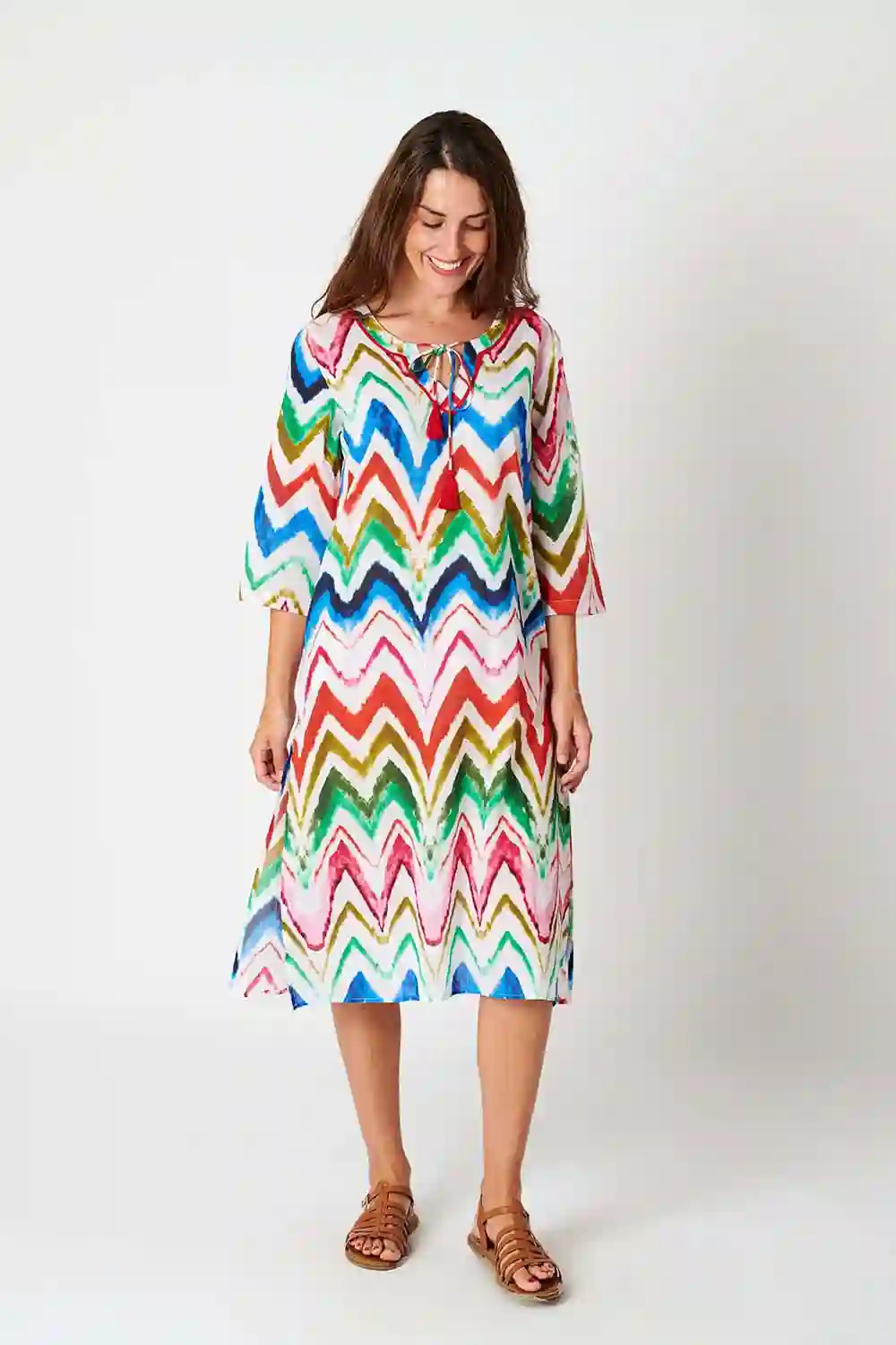 Kurta Larga Algodón Zig-Zag