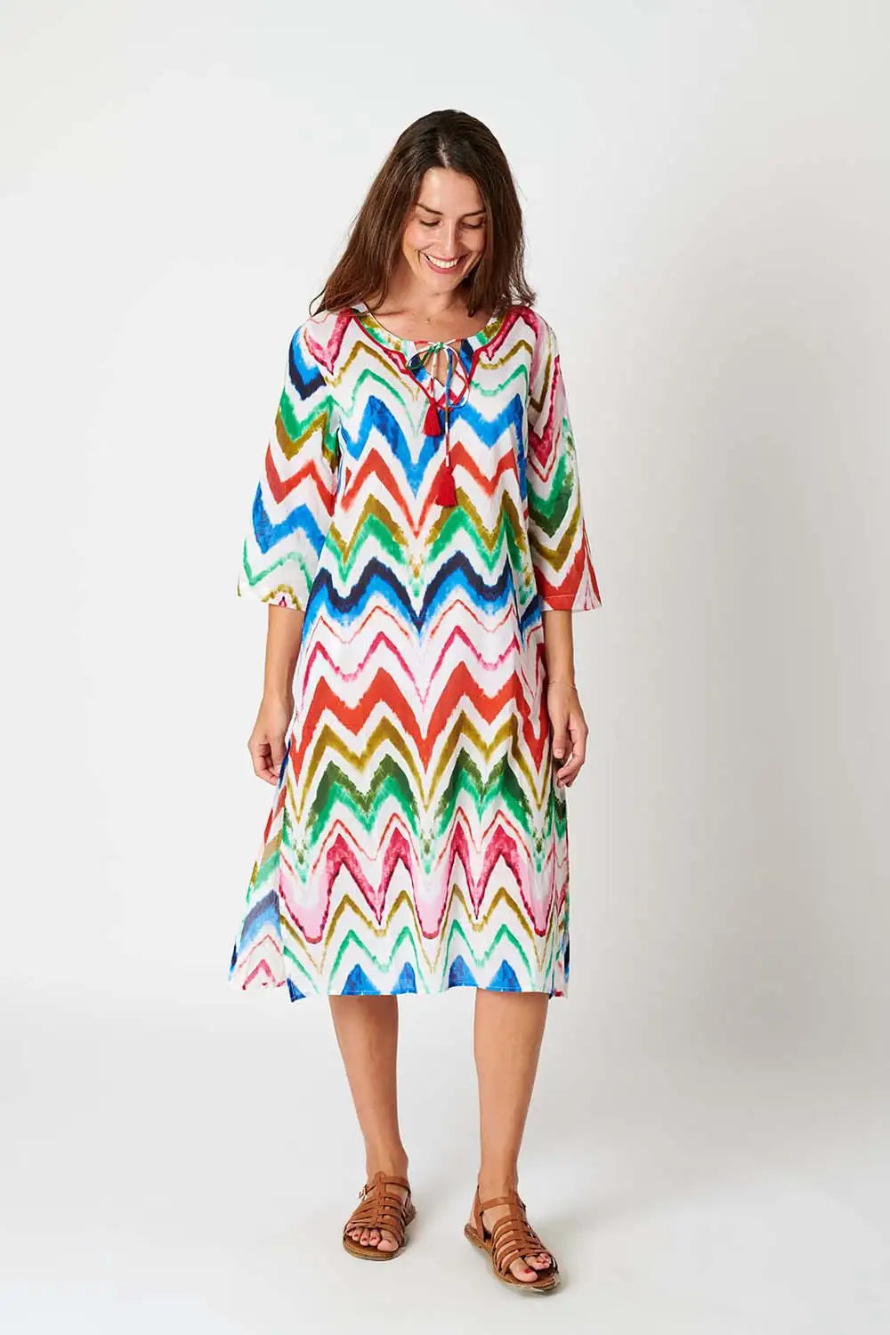 Kurta Larga Algodón Zig-Zag