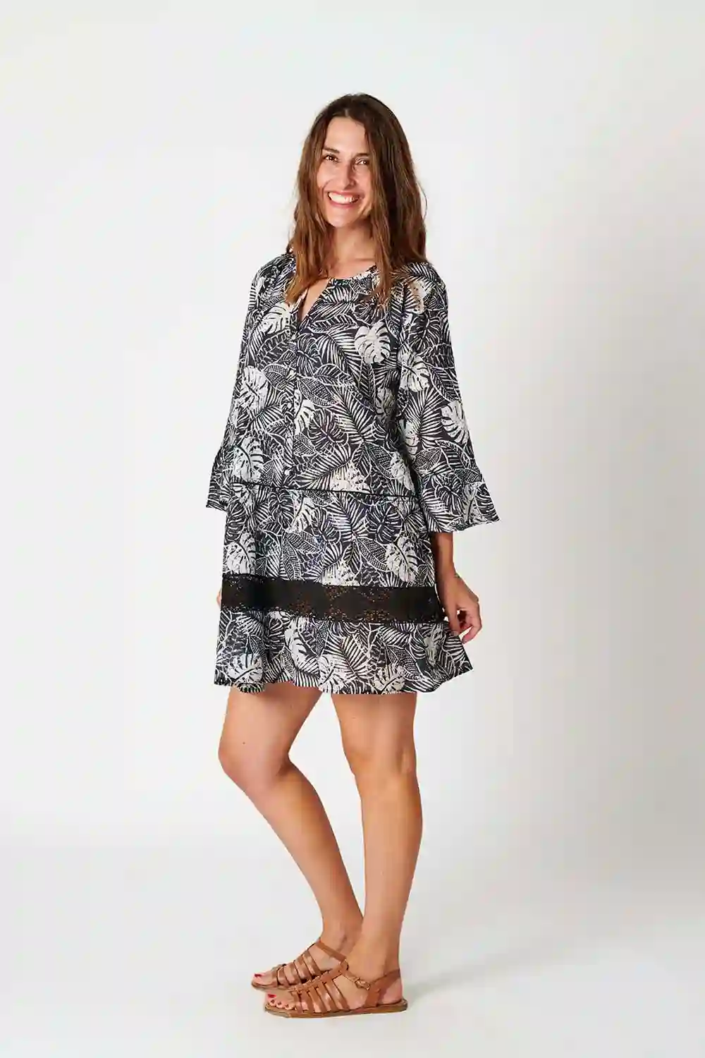 Vestido Algodón Print Hojas