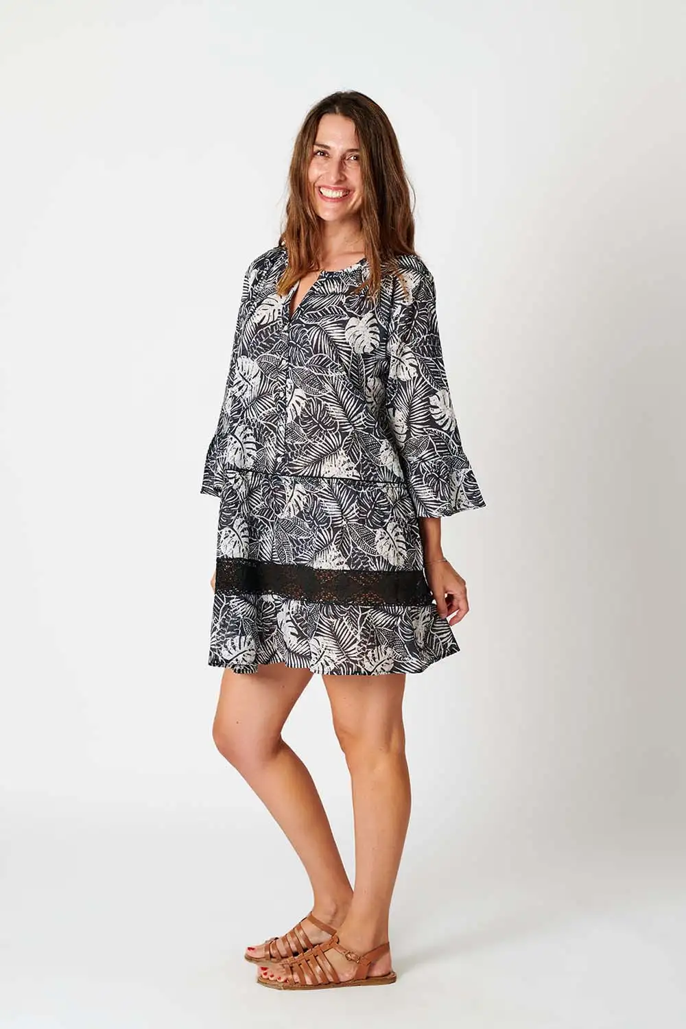 Vestido Algodón Print Hojas
