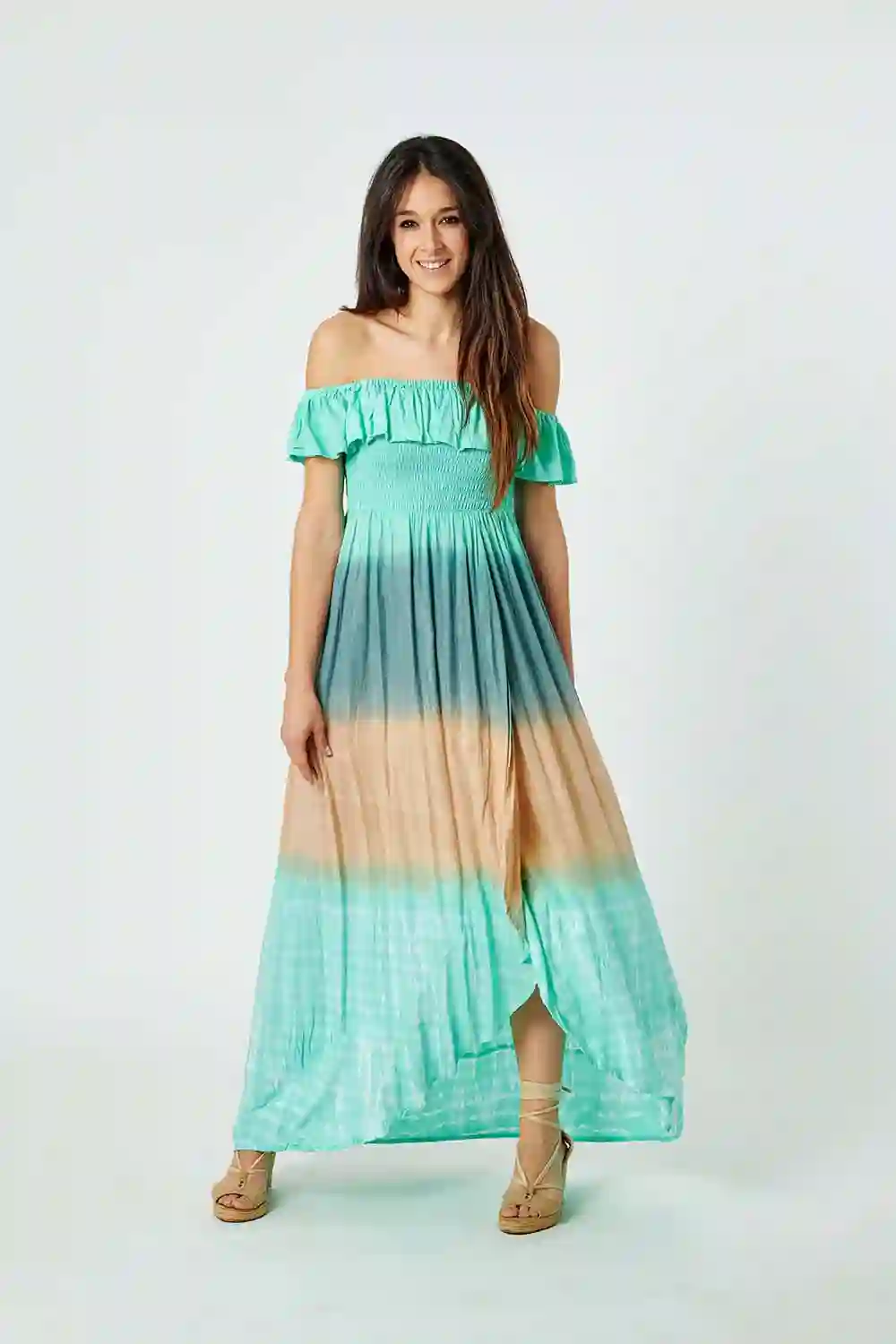 Vestido Largo Rayón Abierto Tie-Dye