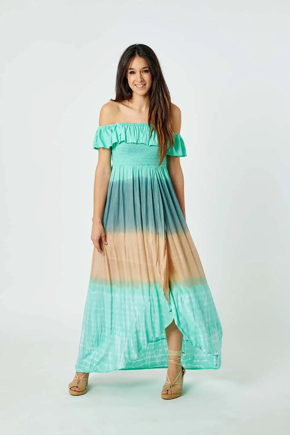 Vestido Largo Rayón Abierto Tie-Dye