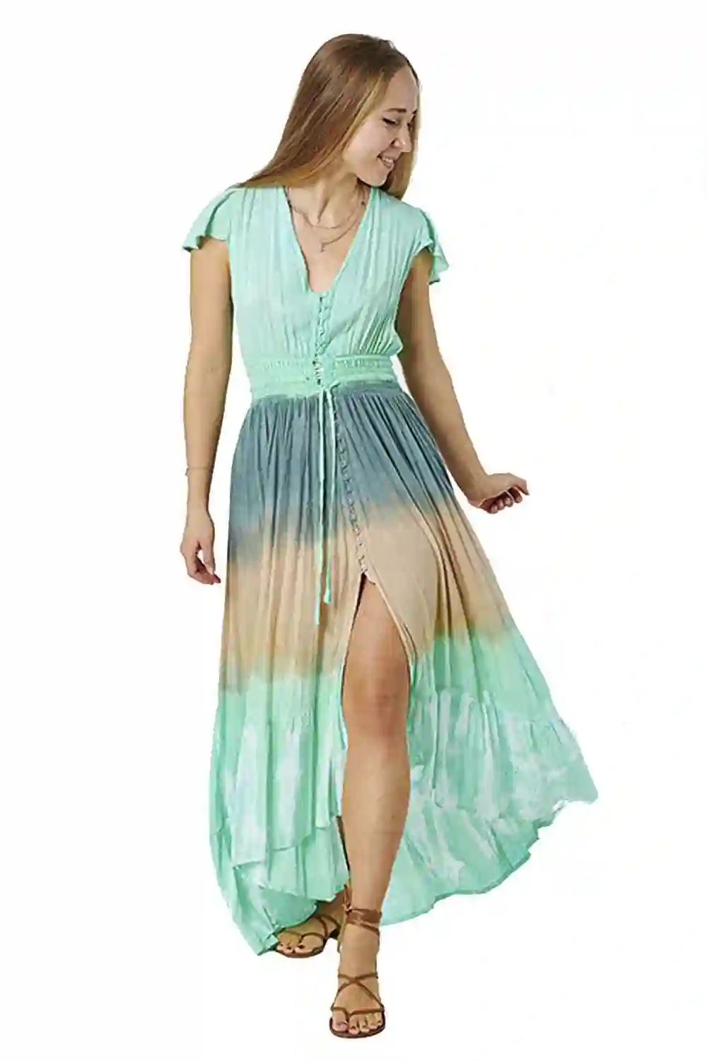 Vestido Largo Rayón Elástico Tie-Dye