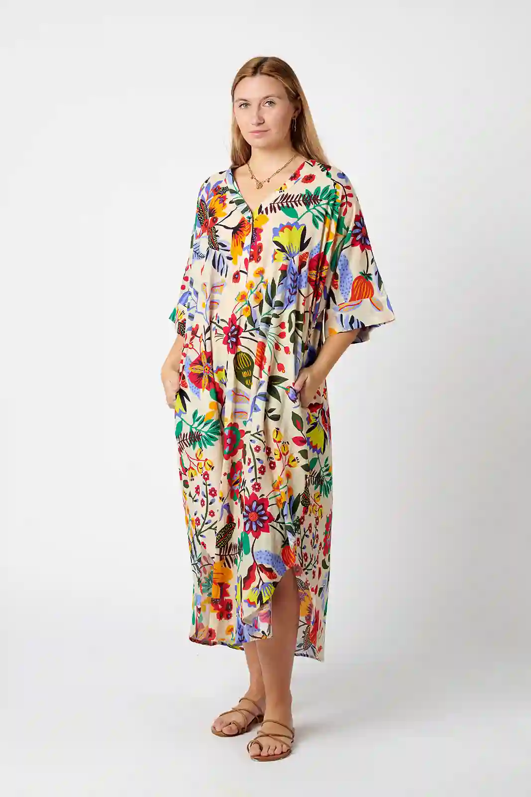 Vestido Algodón Oversize Flores