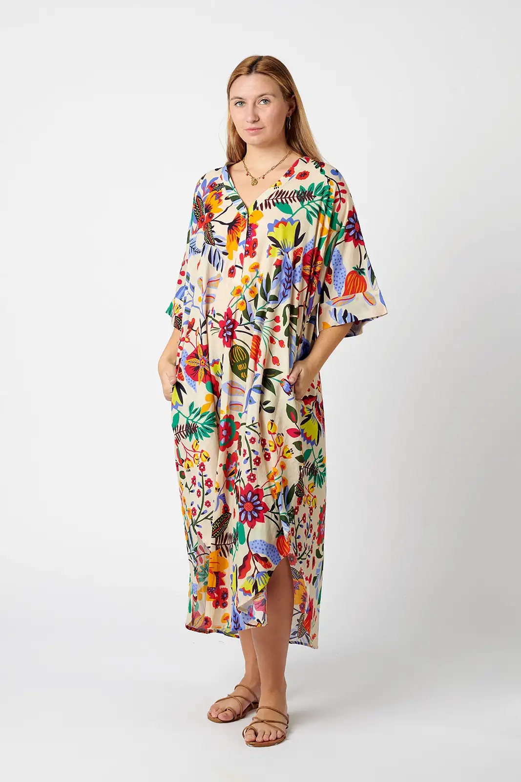 Vestido Algodón Oversize Flores