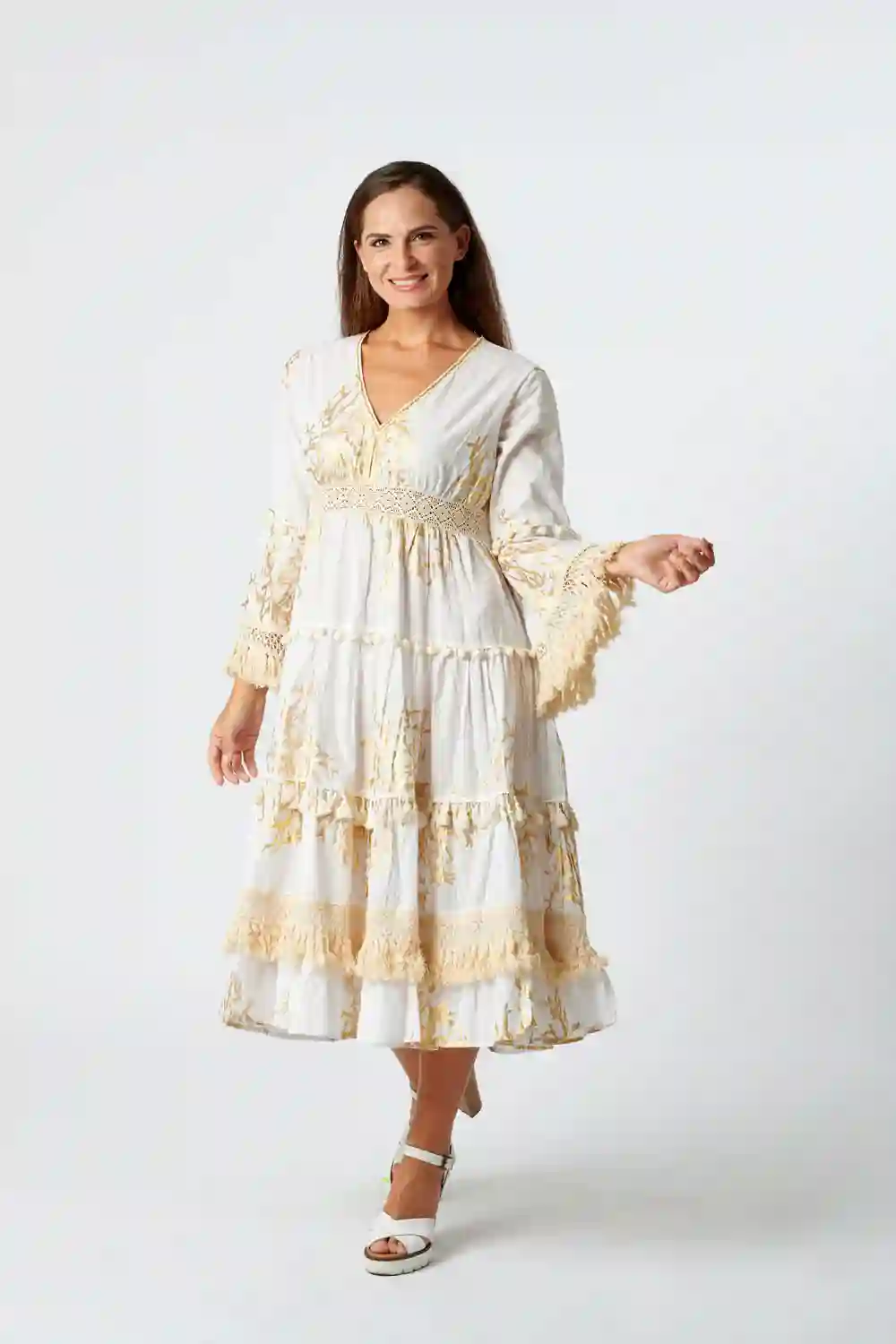 Vestido Algodón Oro/Corales
