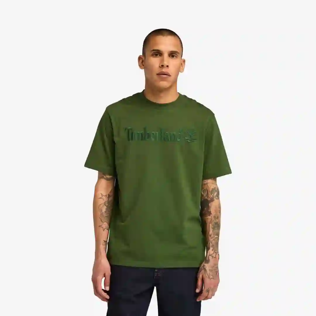 Timberland bordado tonal ss camiseta negro verde bosque