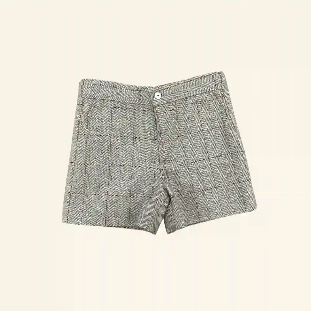 Beige checked Bermuda shorts