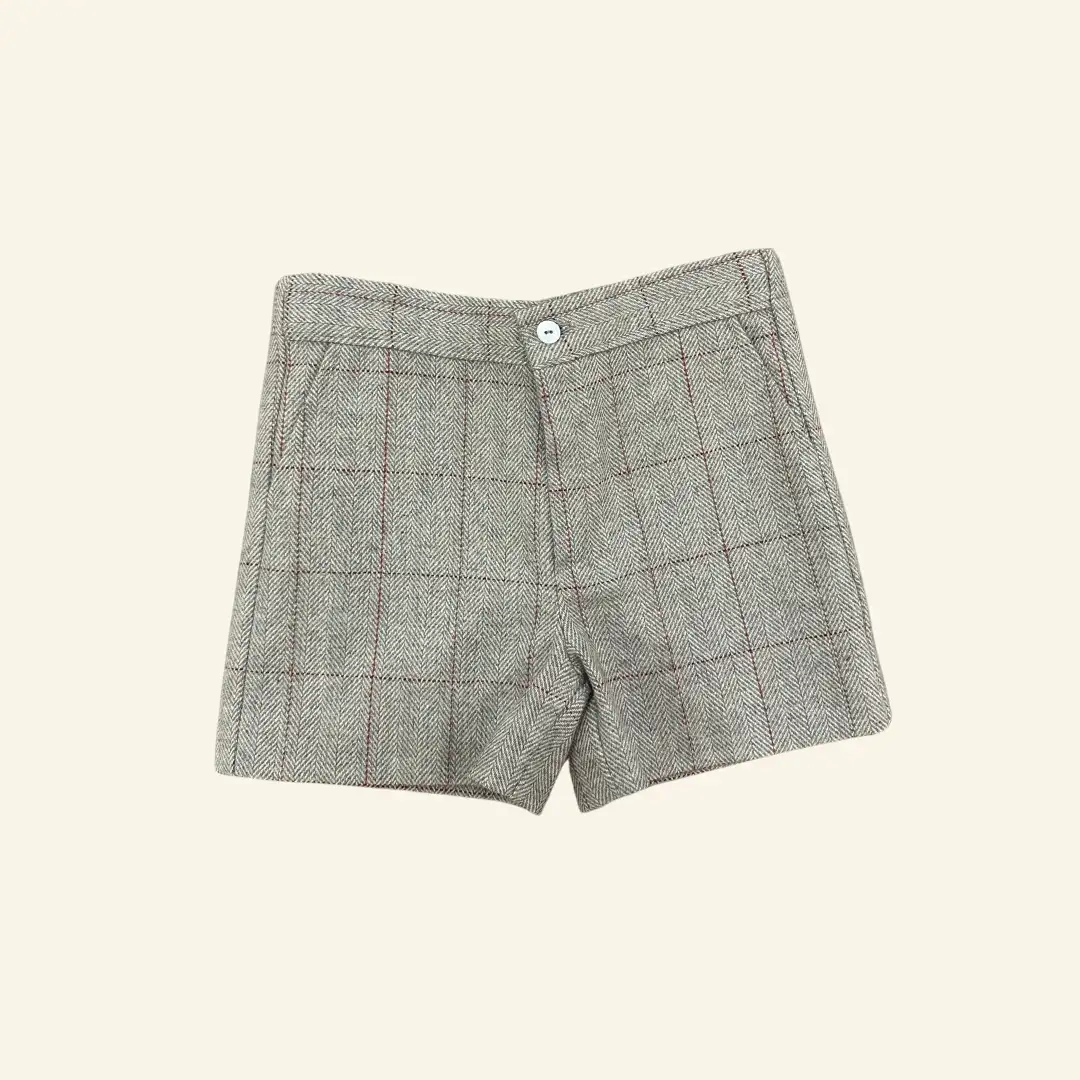 Beige checked Bermuda shorts