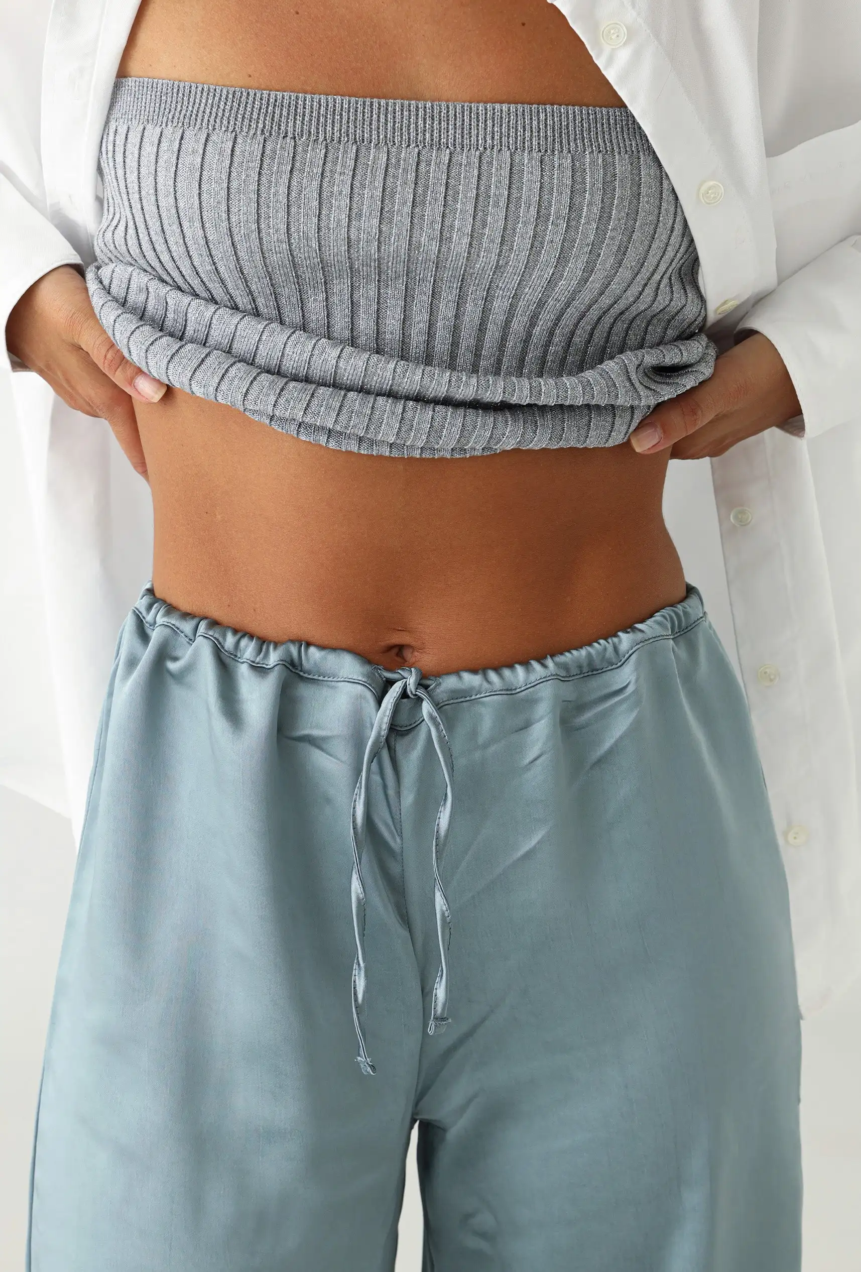 Pantalón De Raso Azul Petróleo - Imagen 3
