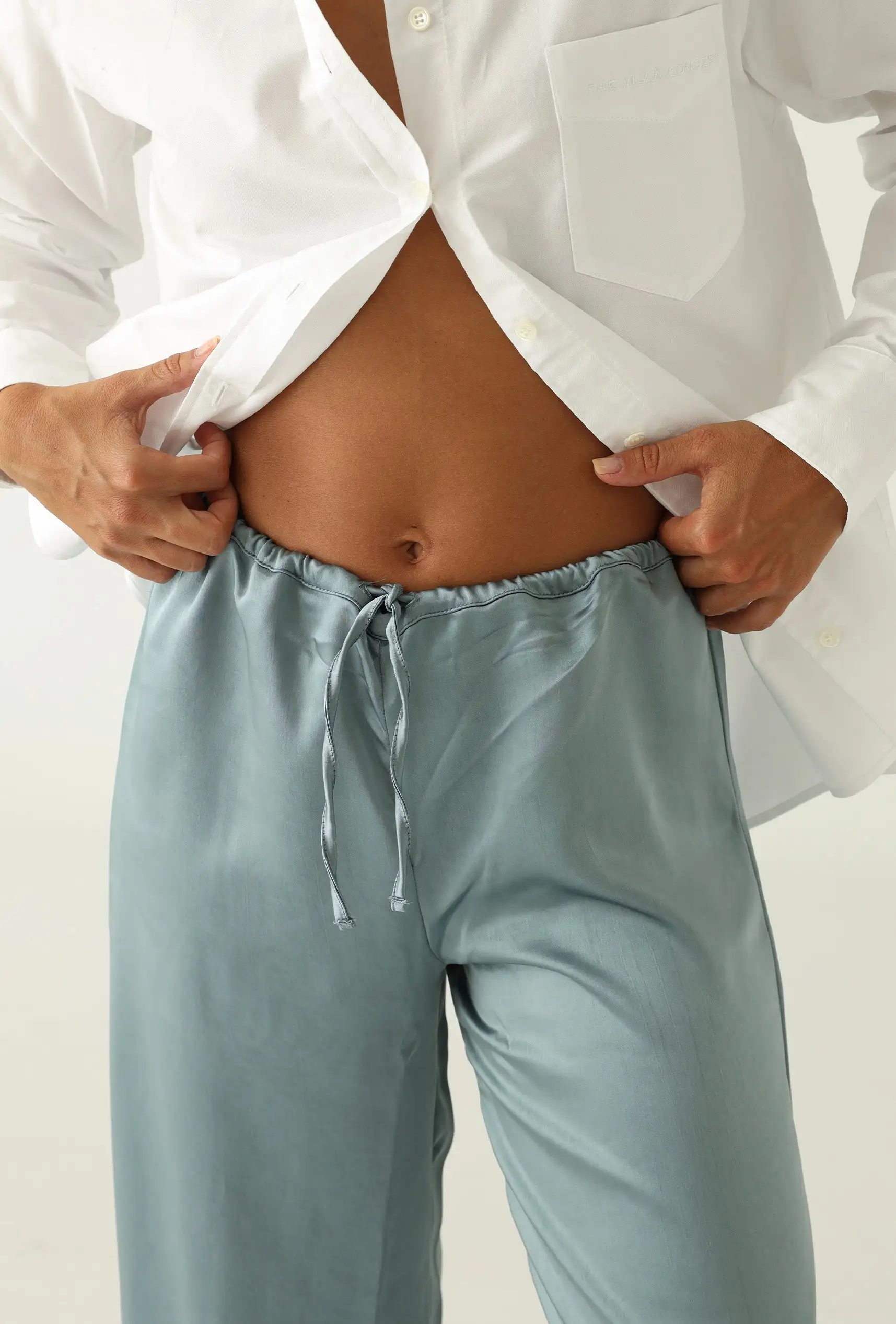 Pantalón De Raso Azul Petróleo - Imagen 5