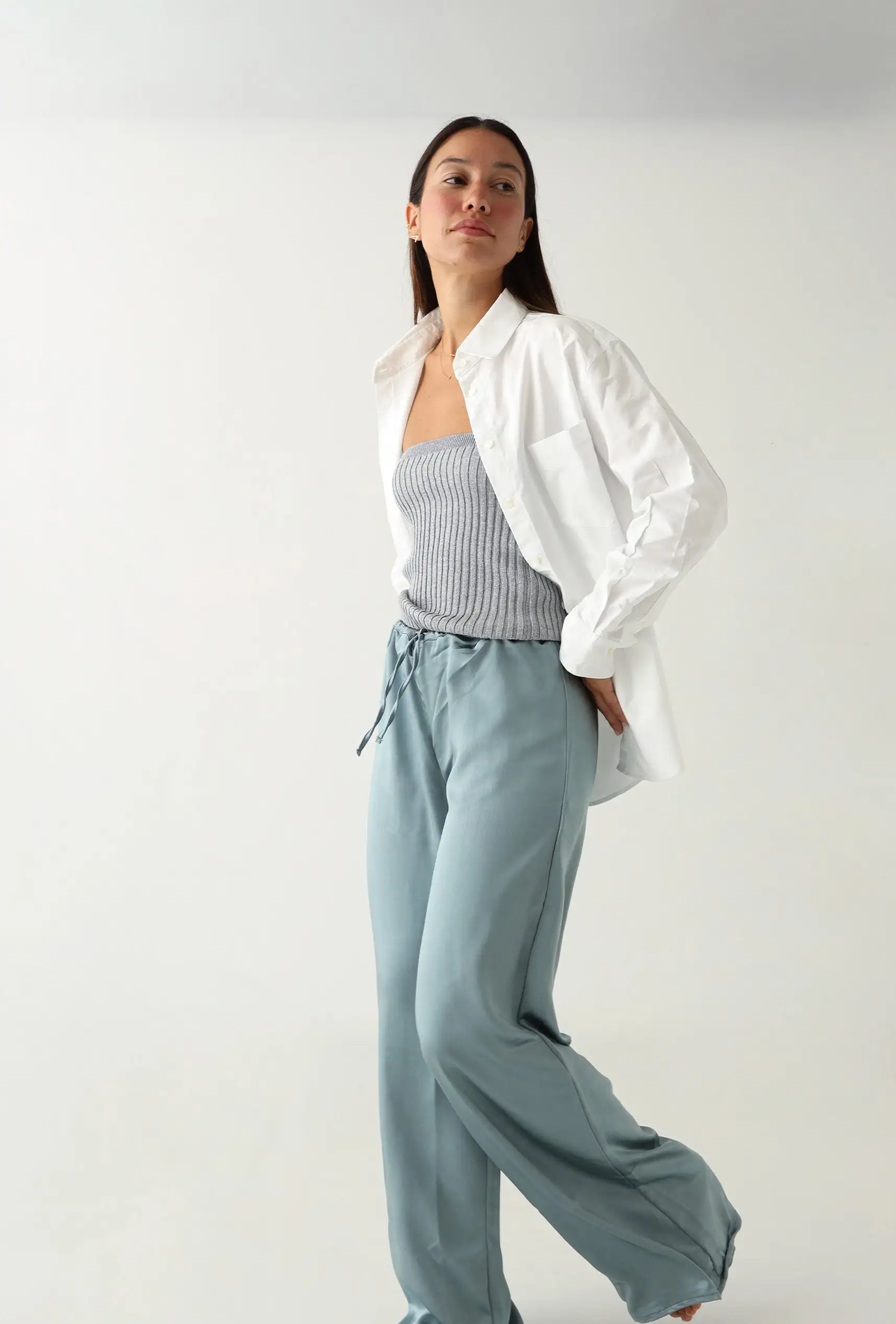 Pantalón De Raso Azul Petróleo - Imagen 7