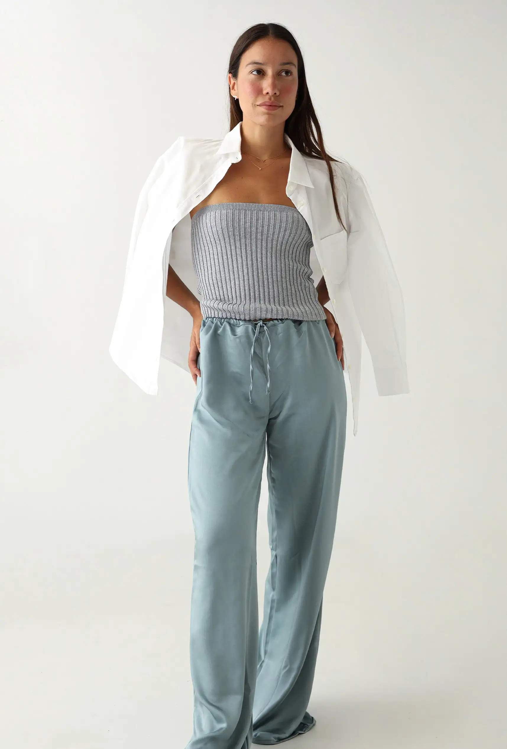 Pantalón De Raso Azul Petróleo - Imagen 8