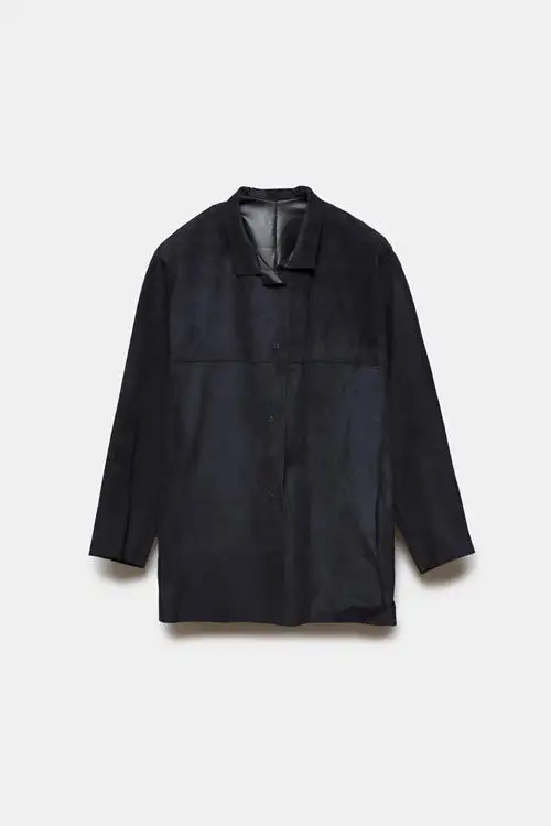 SOBRECAMISA DE PIEL EDNA NAVY