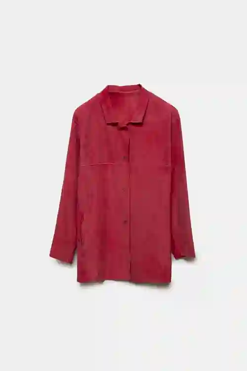 SOBRECAMISA DE PIEL EDNA ROJO