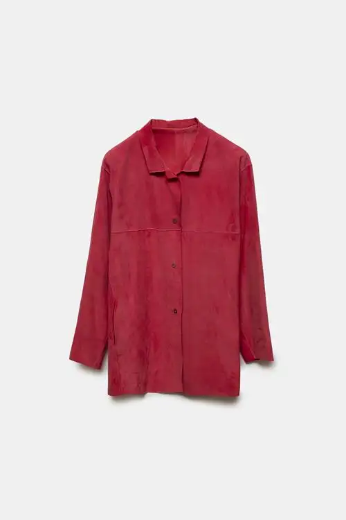 SOBRECAMISA DE PIEL EDNA ROJO