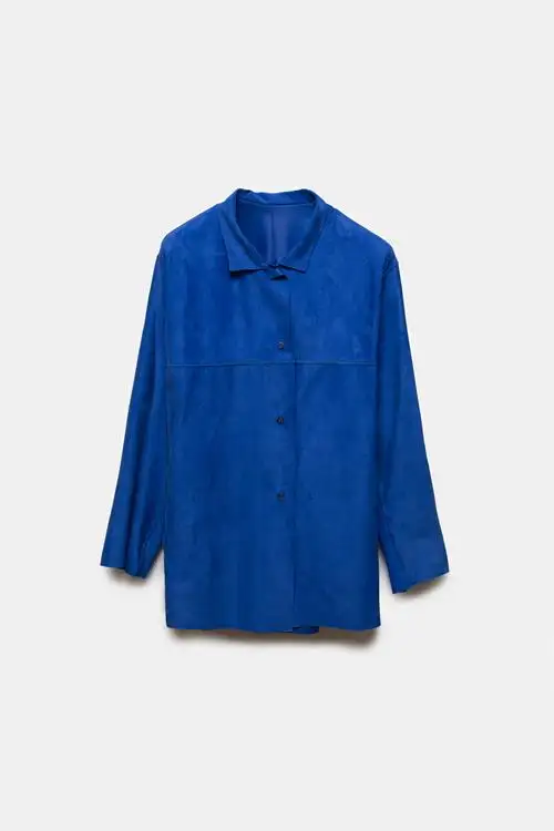 SOBRECAMISA DE PIEL EDNA AZUL