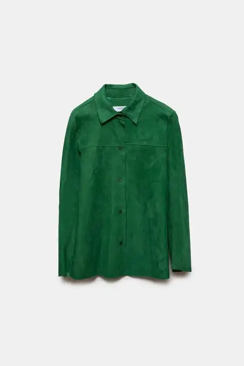 SOBRECAMISA DE PIEL RANDY VERDE