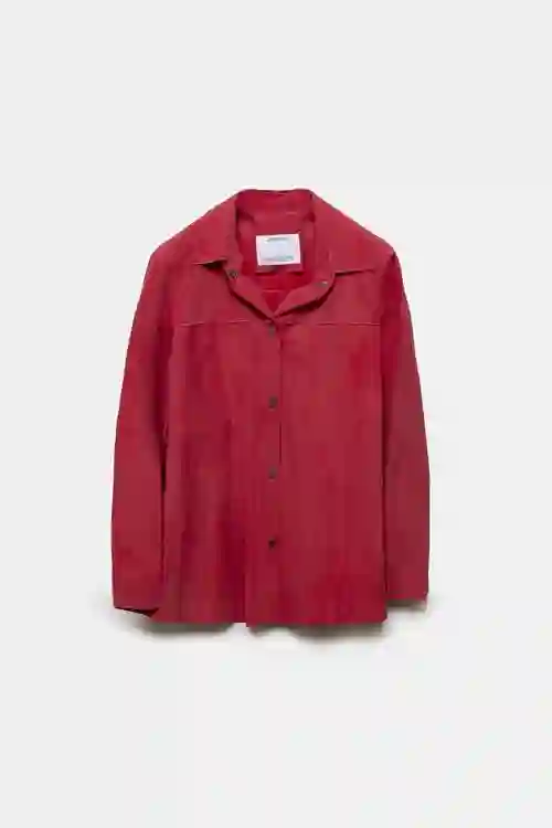 SOBRECAMISA DE PIEL RANDA ROJA