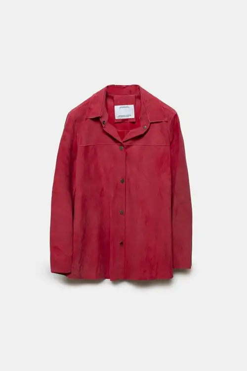 SOBRECAMISA DE PIEL RANDA ROJA