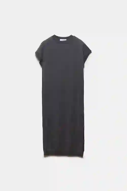 VESTIDO DE LANA Y CACHEMIRA GRIS OSCURO