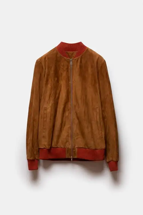 CHAQUETA BOMBER KEISUKE RIB CAMEL NARANJA