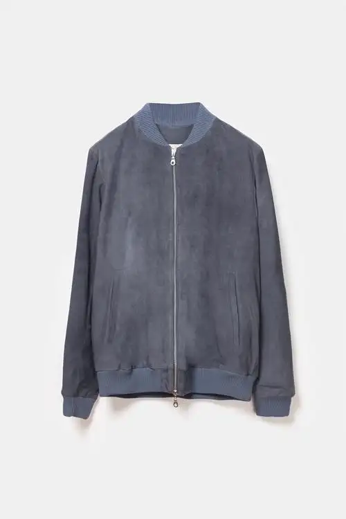 CHAQUETA BOMBER KEISUKE RIB STEEL BLUE