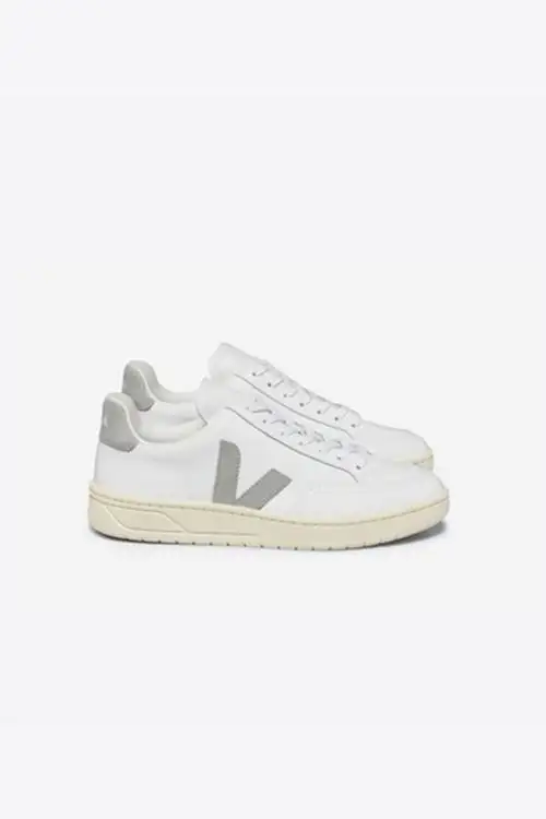 V-12 LEATHER WHITE LIGHT GREY MUJER