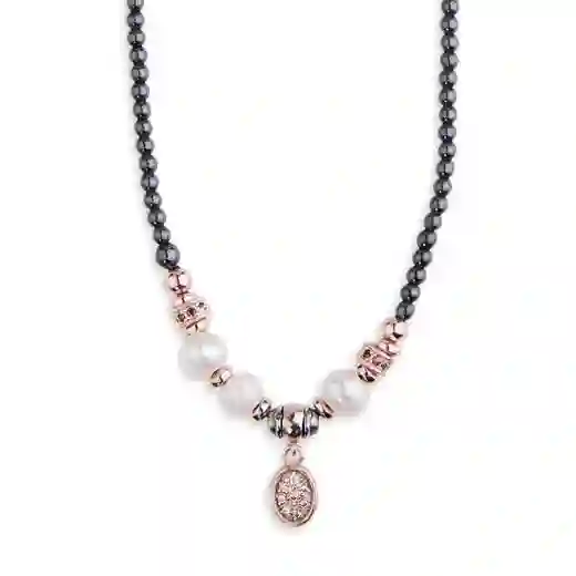 Collar hematita y perlas