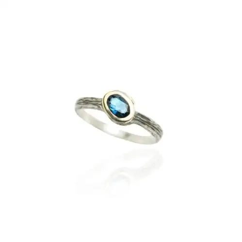 Anillo styliano plata y oro con topacio real
