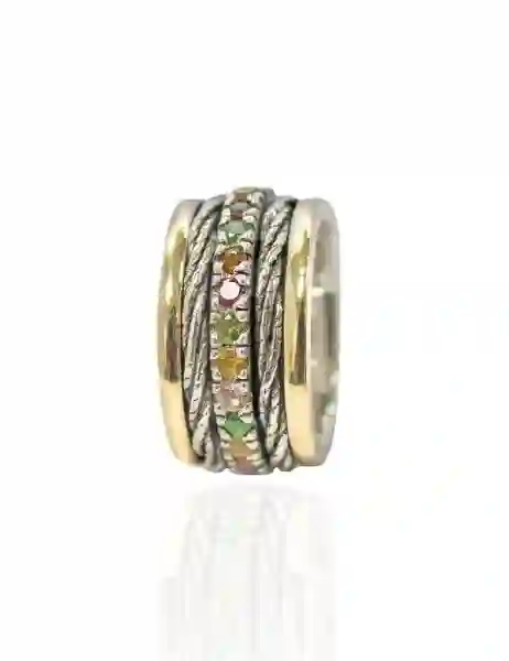 Anillo Styliano Plata y Oro Con Turmalinas