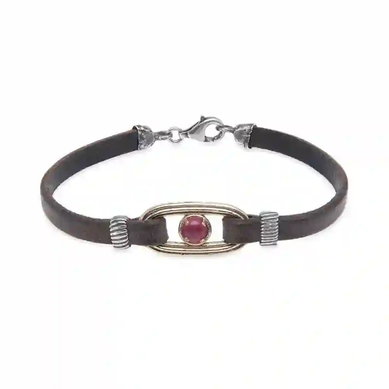 Pulsera Cuero Mujer Platadepalo "Saqua"