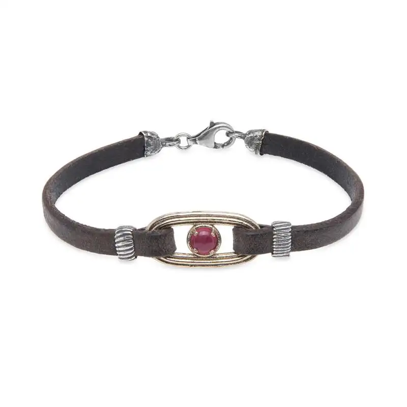 Pulsera Cuero Mujer Platadepalo "Saqua"