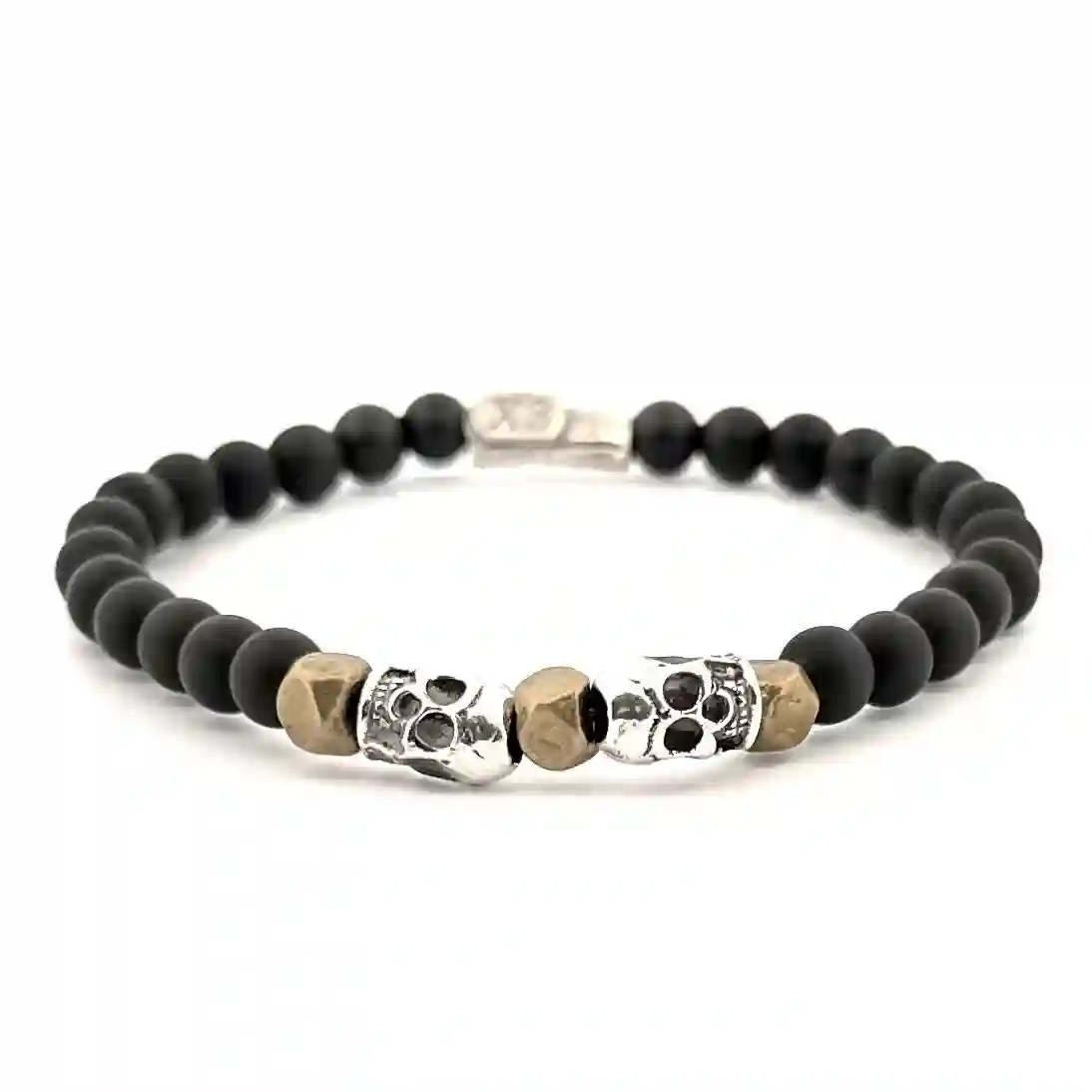 Pulsera Plata y Bronce "Doble Calavera"