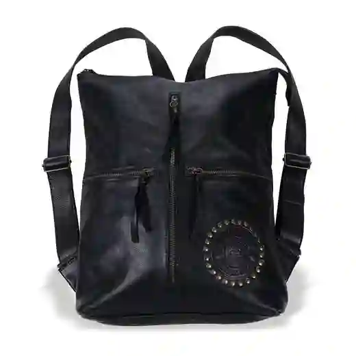 Bolso mochila cuero negro
