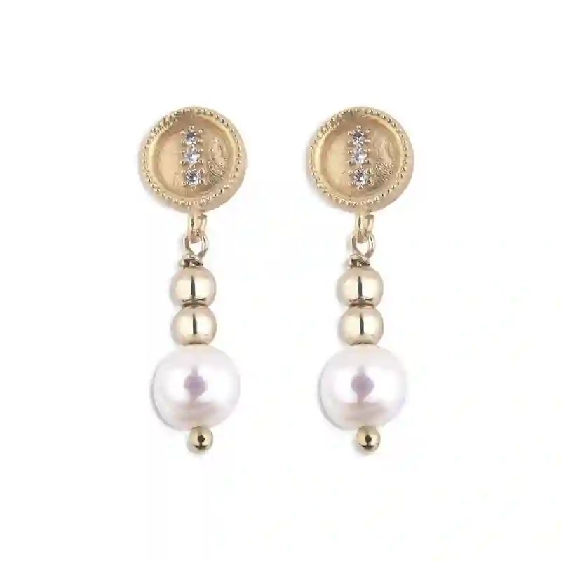 Pendientes perla y circonia