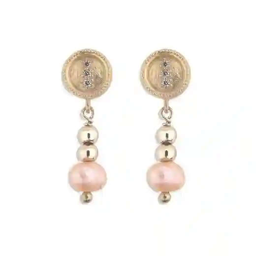 Pendientes perla y dorado hematita