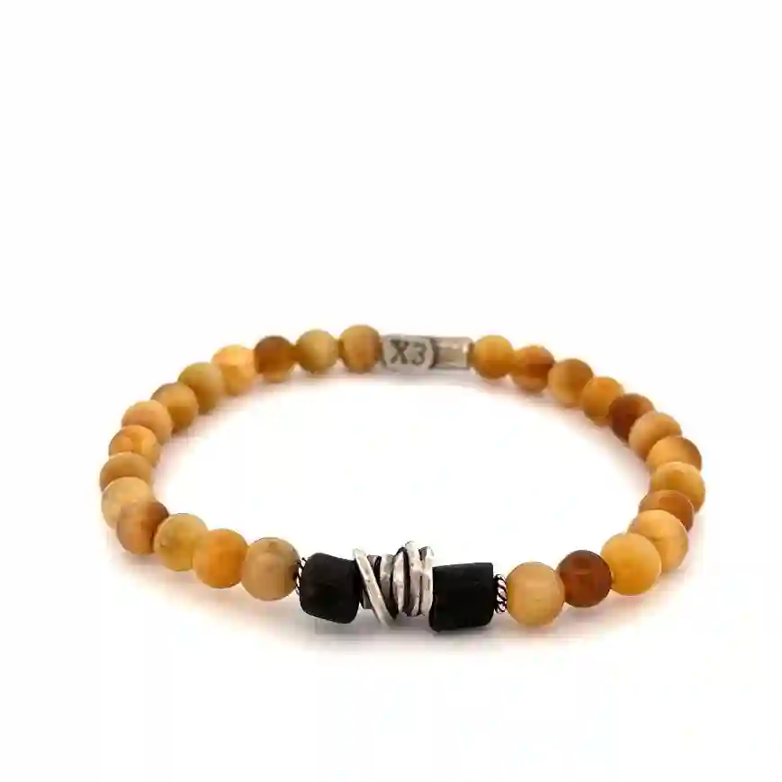 Pulsera Elástica Ojo de Gato y Plata