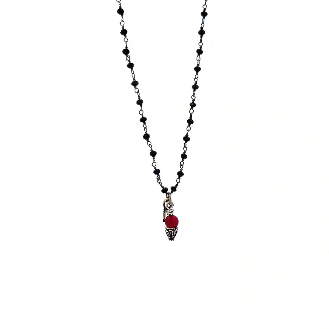 Cadena Rosario Ónix Con Granado