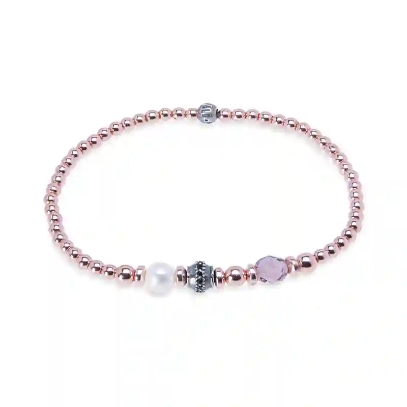 Pulsera Cuentas Bronce Oro Rosa